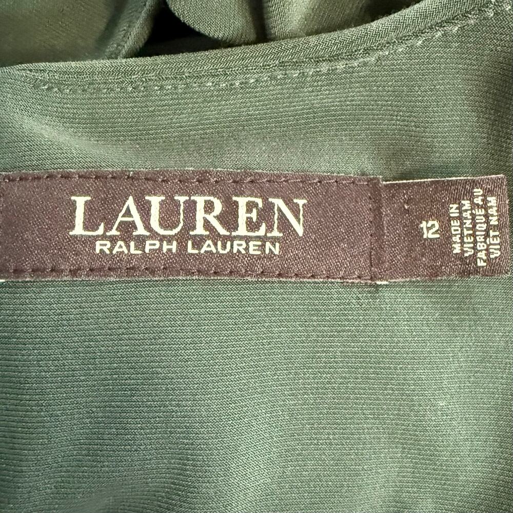 Ralph Lauren Green Jersey Long Sleeve Midi Faux Wrap Dress 12 - Picture 4 of 6